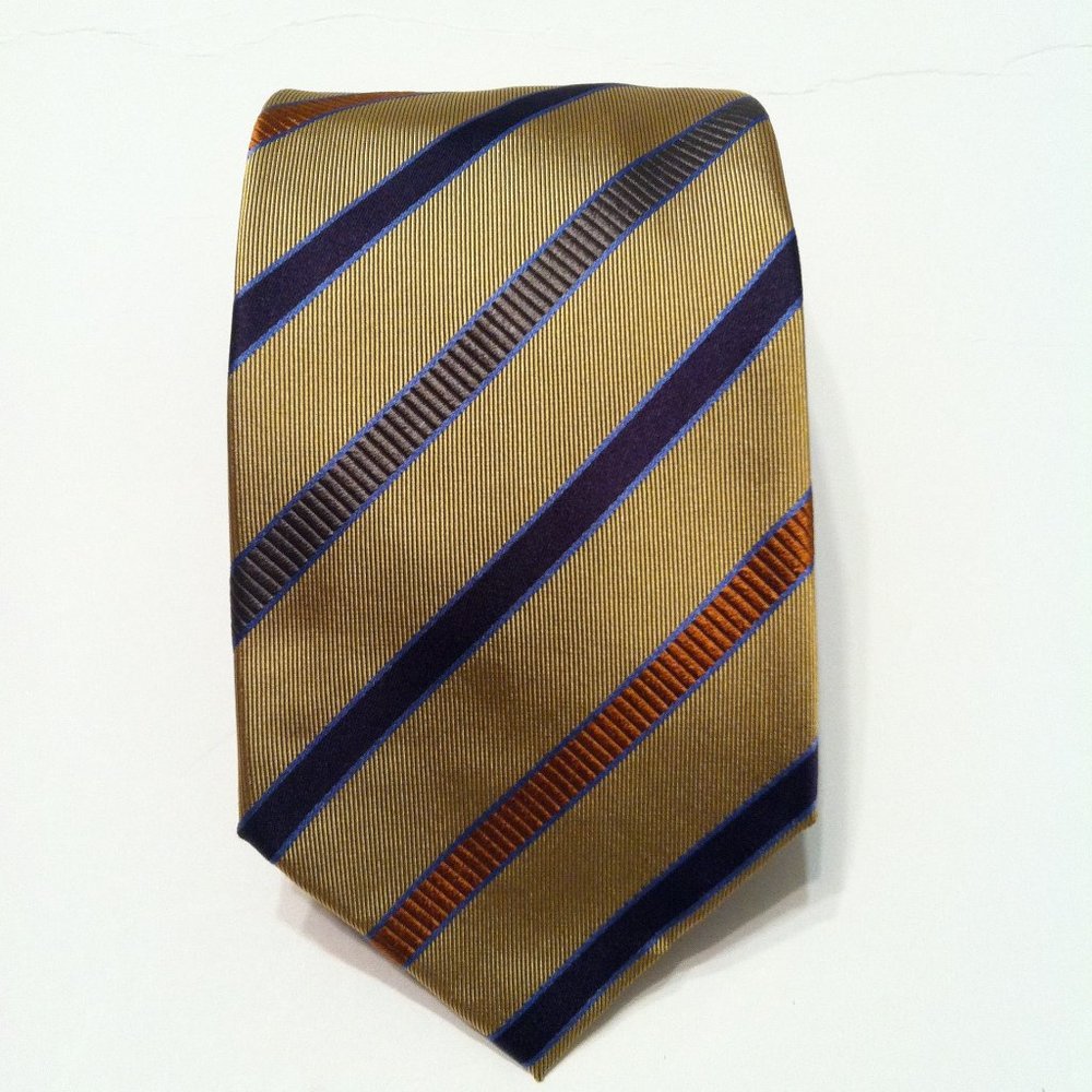 MASSIMO BIZZOCCHI MENS NEW GOLD SILK TIE   3 1/2" X 59"  MADE IN ITALY